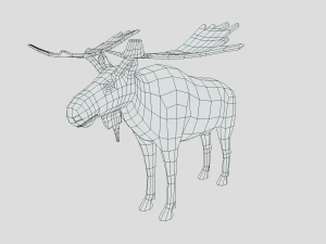 Low Poly Caretoon Moose 3D Model