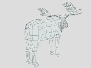 Low Poly Caretoon Moose 3D Model