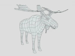 Low Poly Caretoon Moose 3D Model