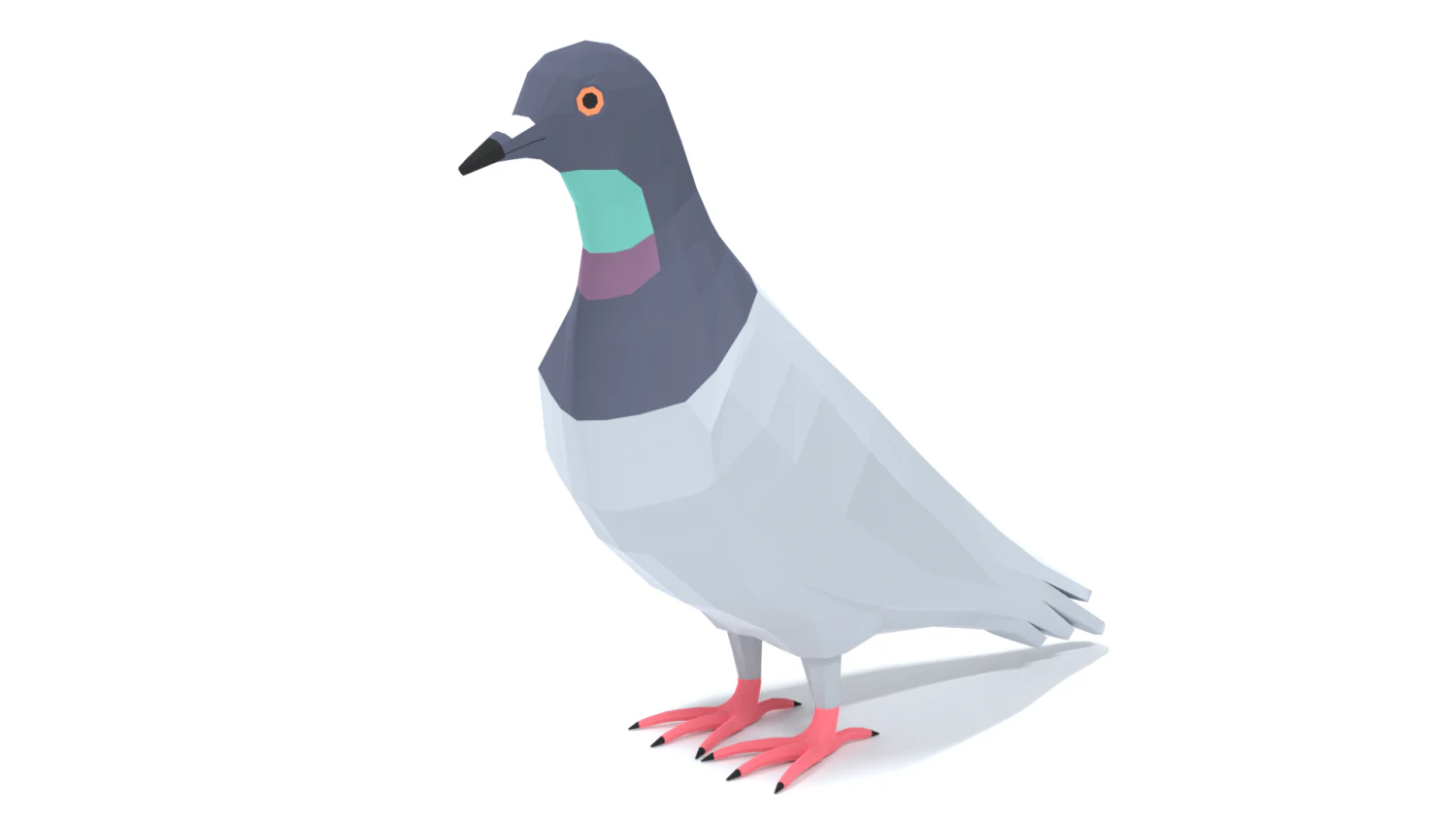 Low Poly Cartoon Pigeon 3D Model .c4d .max .obj .3ds .fbx .stl .blend 