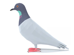Low Poly Cartoon Pigeon 3D Model