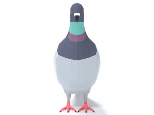 Low Poly Cartoon Pigeon 3D Model