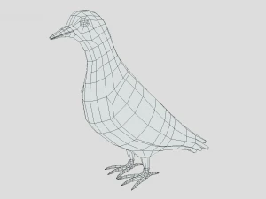 Low Poly Cartoon Pigeon 3D Model