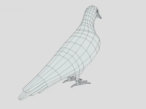 Low Poly Cartoon Pigeon 3D Model