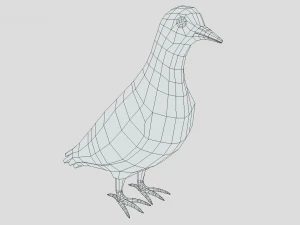 Low Poly Cartoon Pigeon 3D Model