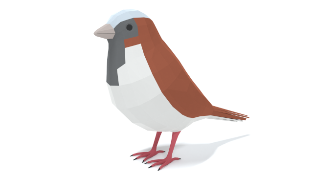 Low Poly Cartoon Sparrow Modelo 3D .c4d .max .obj .3ds .fbx .stl .blend 