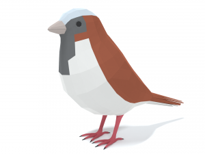 Low Poly Cartoon Sparrow 3Dモデル