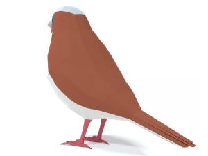 Low Poly Cartoon Sparrow 3D Model
