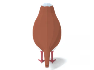 Low Poly Cartoon Sparrow 3D Model