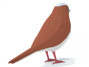 Low Poly Cartoon Sparrow 3D Model