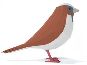 Low Poly Cartoon Sparrow 3D Model