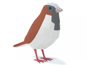 Low Poly Cartoon Sparrow Modelo 3D