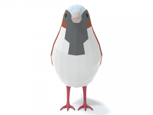 Low Poly Cartoon Sparrow Modelo 3D