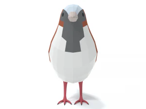 Low Poly Cartoon Sparrow 3D Model