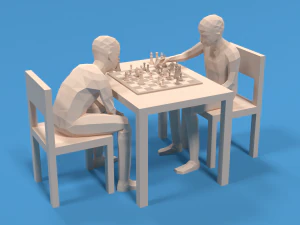 लो पॉली के बच्चे शतरंज खेल रहे हैं 3D मॉडल