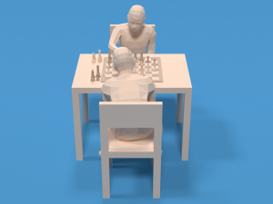 Low Poly Kids Playing Chess Model 3D