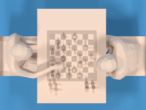 Low Poly Kids Playing Chess 3D Model