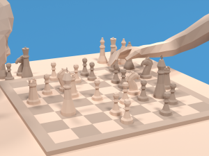 Low Poly Kids Playing Chess Model 3D