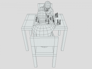 Low Poly Kids Playing Chess Model 3D