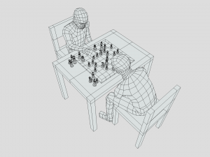 Low Poly Kids Playing Chess Model 3D
