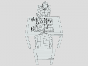 Low Poly Kids Playing Chess Model 3D