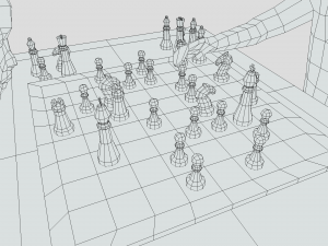 Low Poly Kids Playing Chess Model 3D