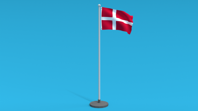 Low Poly Seamless Animated Denmark Flag 3D Model .c4d .max .obj .3ds .fbx .stl .blend 
