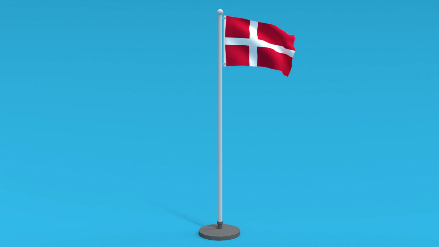 Low Poly Seamless Animated Denmark Flag 3D Model .c4d .max .obj .3ds .fbx .stl .blend 