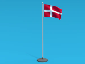 Low Poly безшовні анімовані прапор Данії 3D Модель