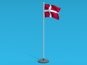 Low Poly Seamless Animated Denmark Flag 3D Model
