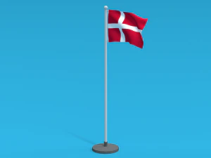 Low Poly Seamless Animated Denmark Flag 3D Model