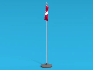 Low Poly Seamless Animated Denmark Flag 3D Model