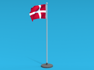 Low Poly Seamless Animated Denmark Flag 3D Model