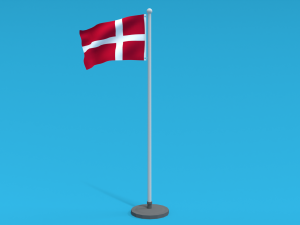 Low Poly Seamless Animated Denmark Flag 3D Model
