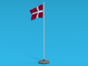 Low Poly Seamless Animated Denmark Flag 3D Model