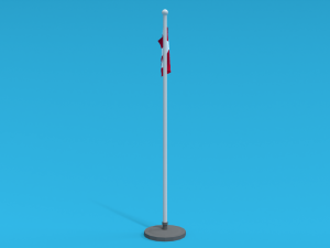 Low Poly Seamless Animated Denmark Flag 3D Model