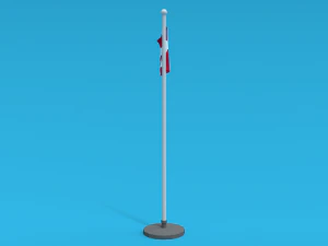 Low Poly Seamless Animated Denmark Flag 3D Model