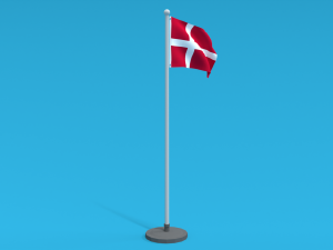 Low Poly Seamless Animated Denmark Flag 3D Model