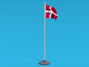 Low Poly Seamless Animated Denmark Flag 3D Model