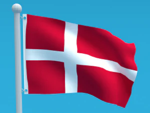 Low Poly Seamless Animated Denmark Flag 3D Model