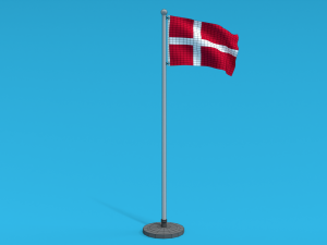 Low Poly Seamless Animated Denmark Flag 3D Model