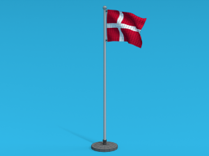 Low Poly Seamless Animated Denmark Flag 3D Model