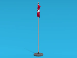Low Poly Seamless Animated Denmark Flag 3D Model