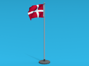 Low Poly Seamless Animated Denmark Flag 3D Model