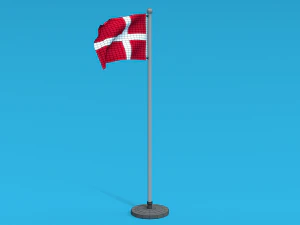 Low Poly Seamless Animated Denmark Flag 3D Model