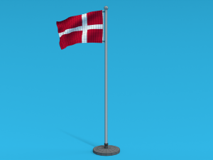 Low Poly Seamless Animated Denmark Flag 3D Model