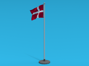 Low Poly Seamless Animated Denmark Flag 3D Model