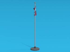 Low Poly Seamless Animated Denmark Flag 3D Model