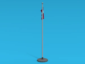 Low Poly Seamless Animated Denmark Flag 3D Model