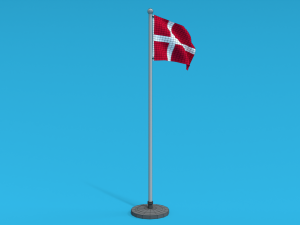 Low Poly Seamless Animated Denmark Flag 3D Model